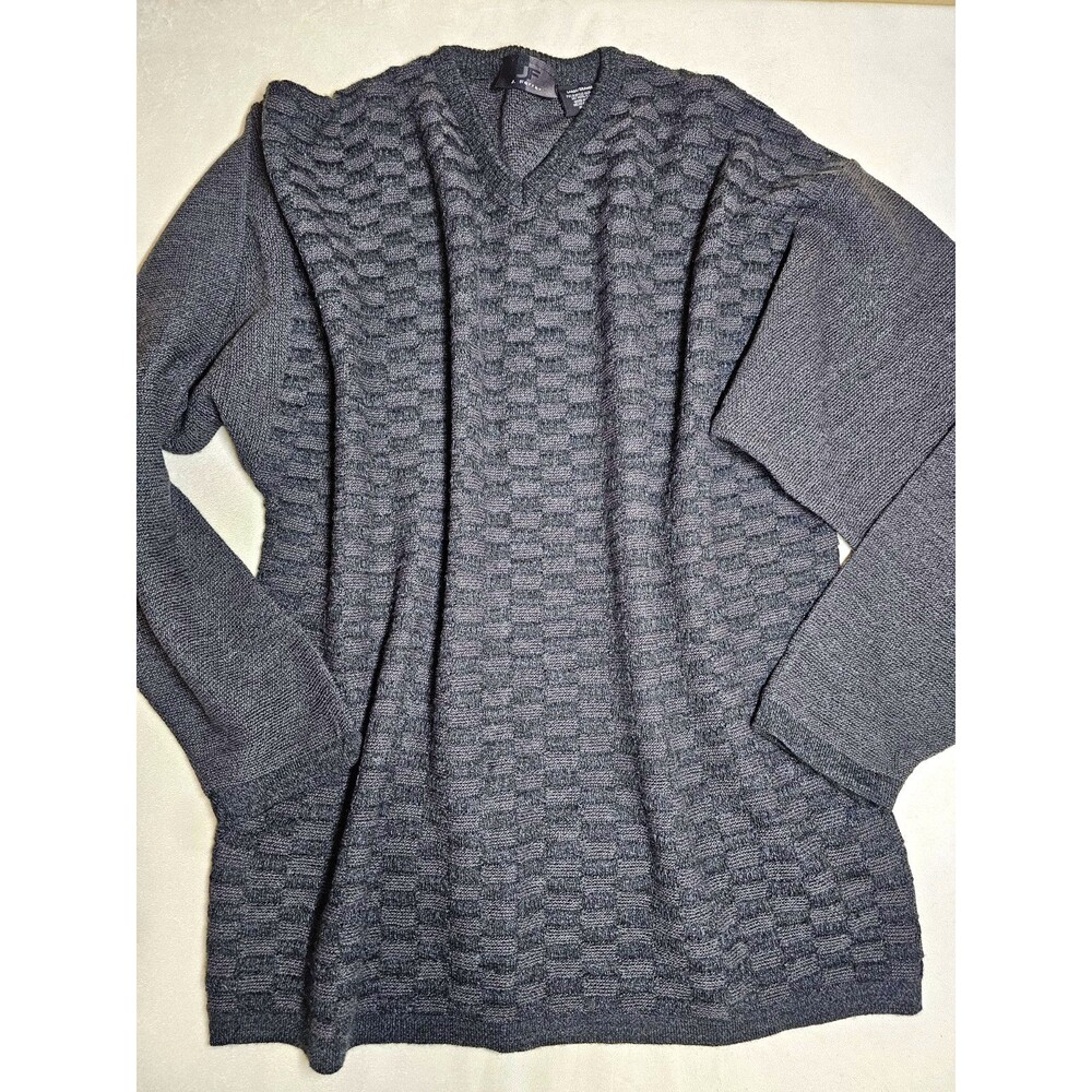 Vintage J Ferrar Italy Gray Textured Wool Blend Tunic Sweater Womens Large